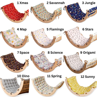 Montessori Climbing Arch Rocker with 2 Ramps and Pillow-2